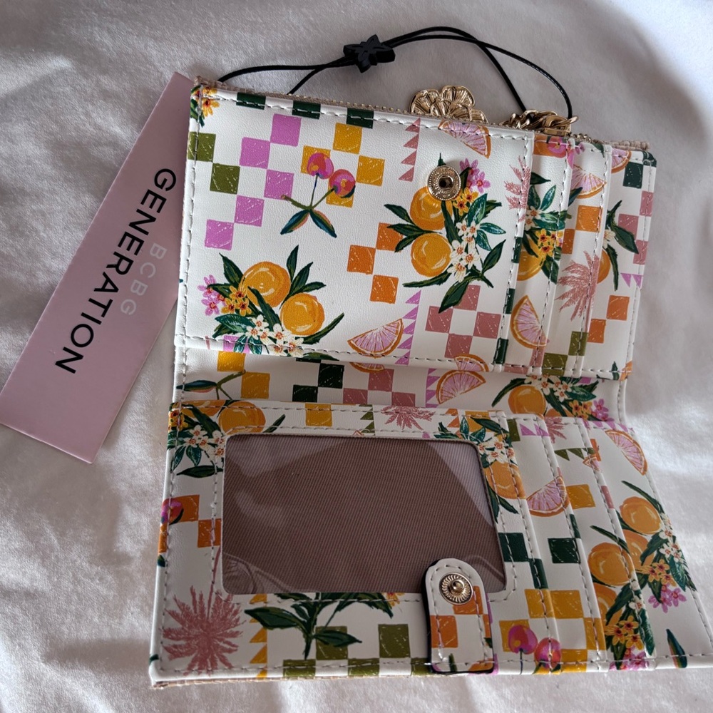 BCBGeneration Lemon Print Wallet with Gold Accents